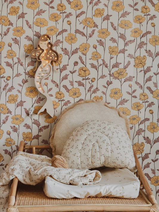 Retro poppy flower - wallpaper