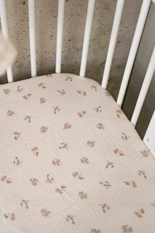 Cream Tiny Flowers- Fitted Sheet