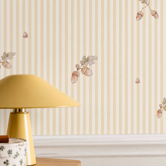 Acorn Stripes - yellow wallpaper