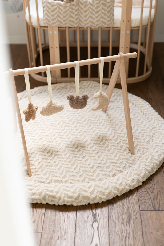 Creamy herringbone - teddy baby play mat
