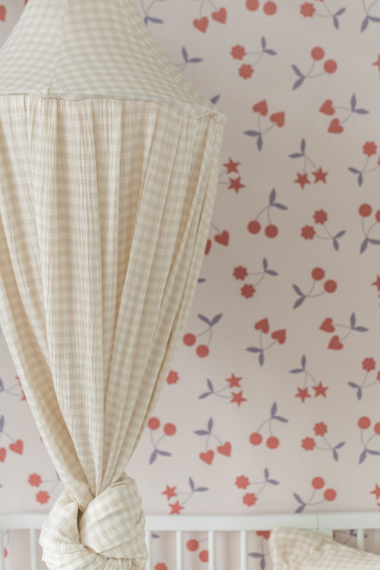 Beige & Sage Ruit – Bedhemel