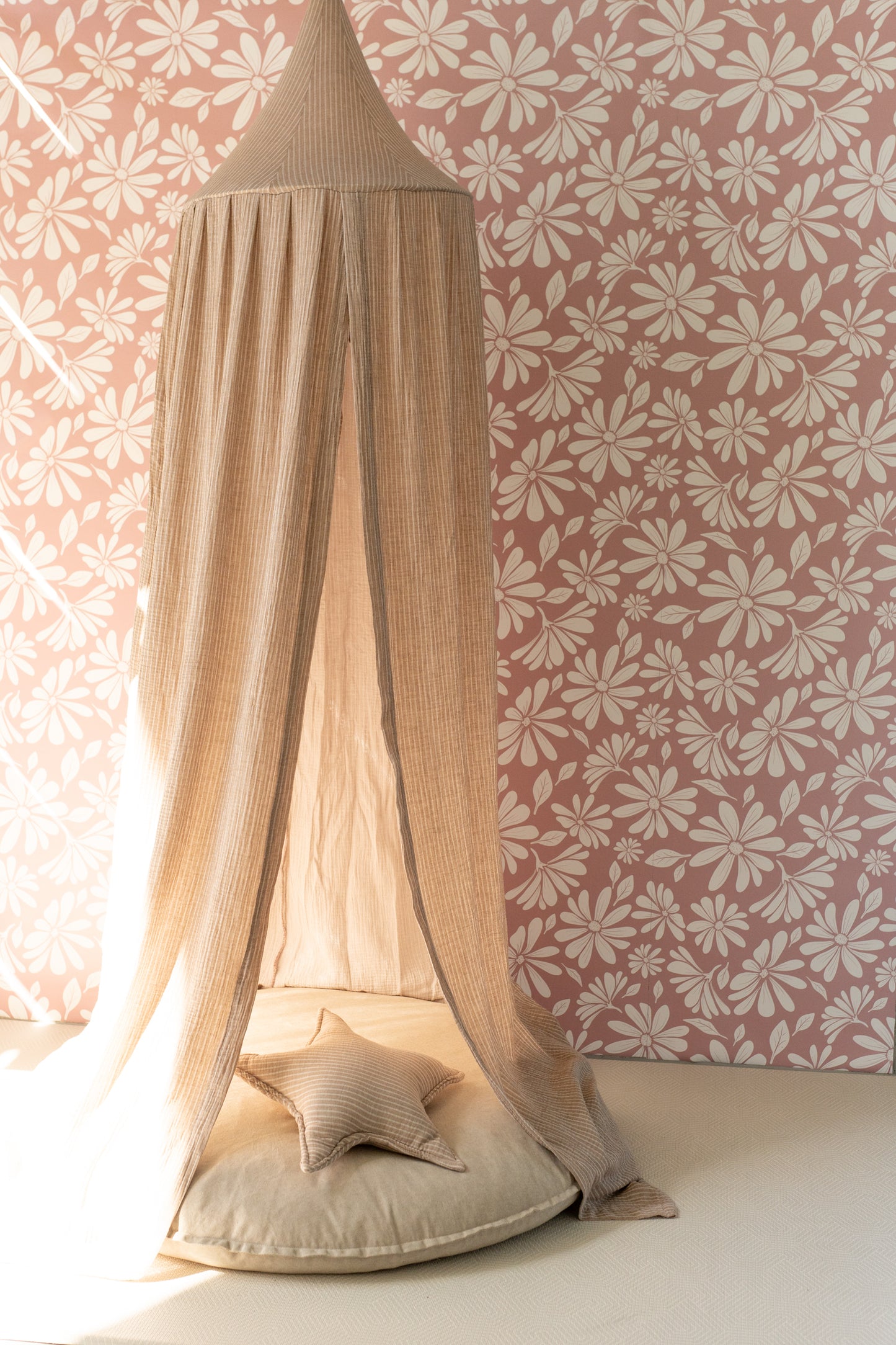 Beige Fine Stripes – Muslin Bedhemel