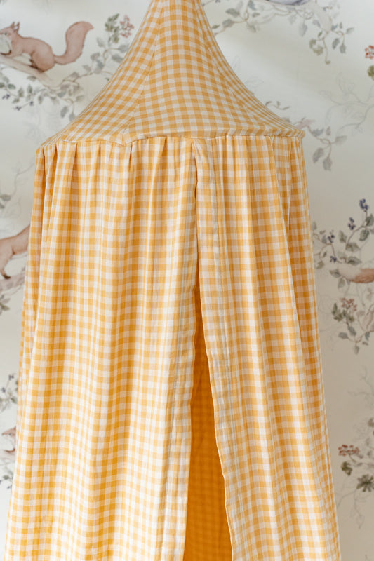 Yellow Gingham Canopy – Muslin Fabric