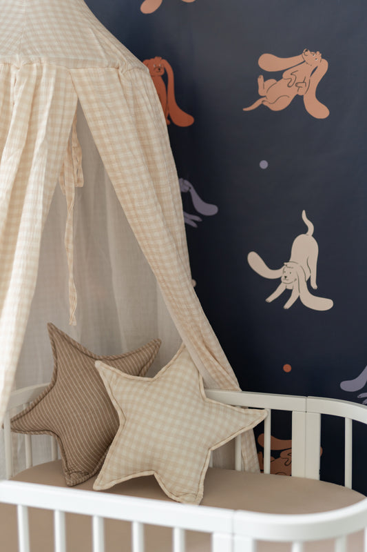 Sand Gingham – Star Pillow