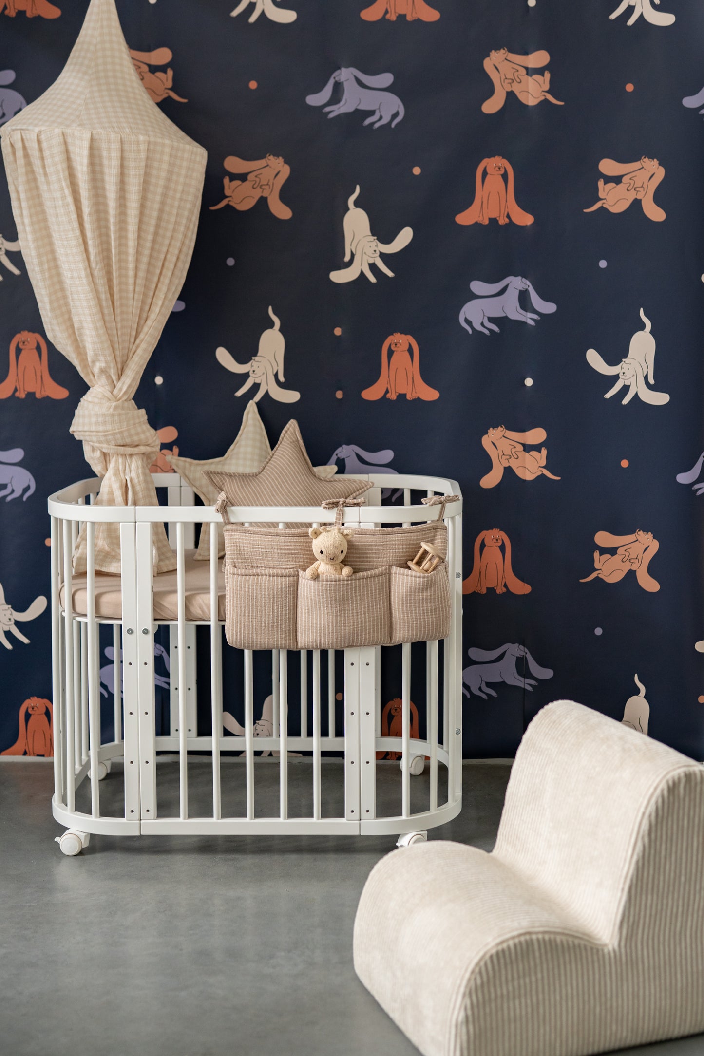 Beige Fine Stripes – Ledikant Organizer / Bed Pocket