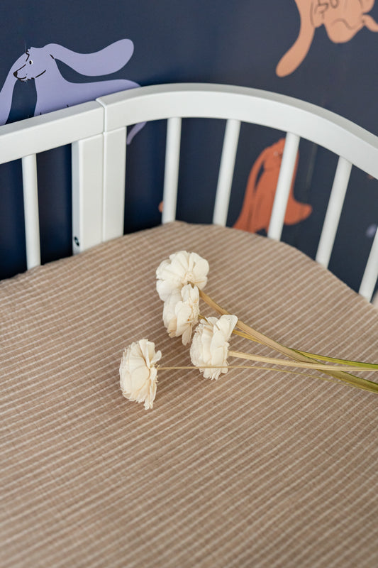 Beige Fine Stripes – Fitted Sheet