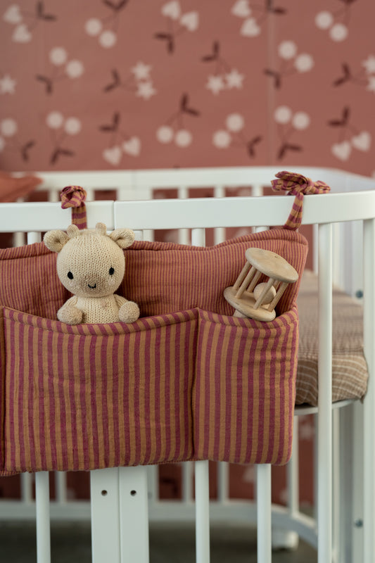 Clay Rose Stripes – Ledikant Organizer / Bed Pocket