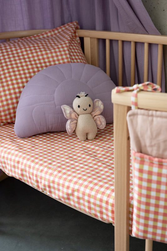 Peachy Gingham - Fitted sheet