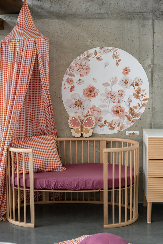 Vintage Flowers – Ronde Bloemen Muursticker