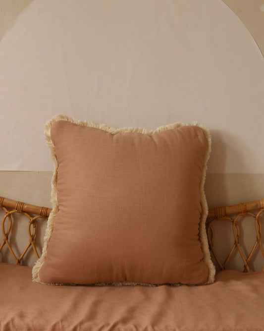 Retro pink square linen pillow