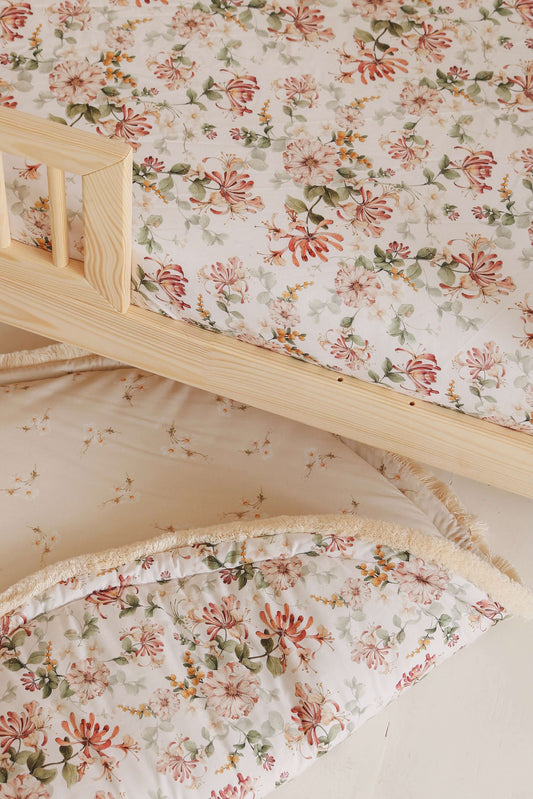 Ronde Boxkleed / Speelkleed - Kamperfoelie bloemen | Matuu