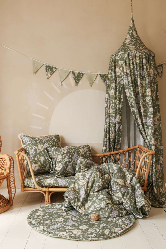 Beddengoed set | Dekbedovertrek and kussensloop - May garden - meituin bloemen op groen | Matuu