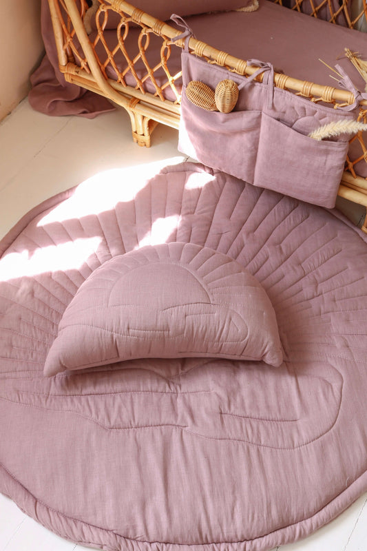 Lila linnen kussen met gewatteerd zon | Matuu