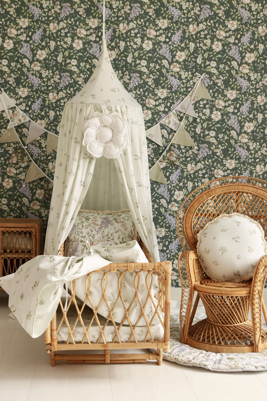 Bedhemel - Appelbloesem bloemen op wit | Matuu