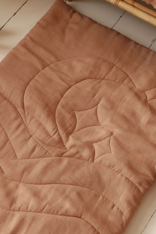 Retro roze maan linnen baby speelmat - linnen boxkleed