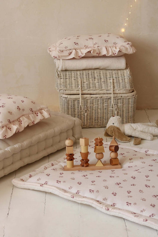 Boxkleed / Speelkleed - Ecru teddy en mini bloemen | Matuu