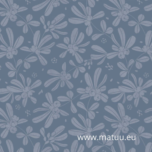 Matuu Navy Barberries botanical wallpaper pattern sample on navy blue background