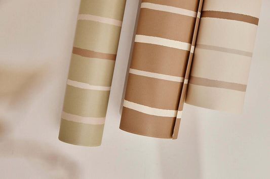 Matuu brown striped wallpaper roll, Scandinavian minimal design, eco-friendly non-woven material