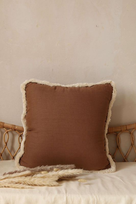 Matuu - Brown square linen pillow