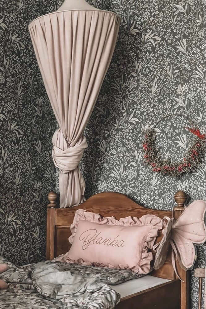 Matuu - “Crystal rose” linen canopy - light pink bed canopy, bedhemel