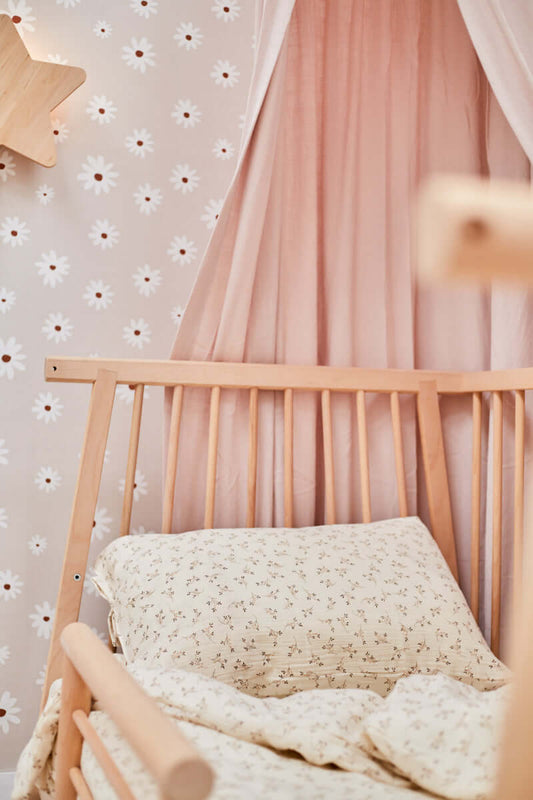 Mousseline Beddengoed set | Dekbedovertrek and kussensloop met delicaat, natuurlijke twijgen patroon | Matuu