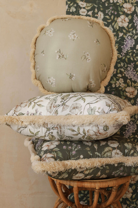 Kussen - May garden - meituin bloemen op wit | Matuu