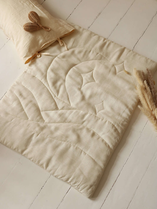 Matuu - Cream moon linen baby play mat - linen boxkleed