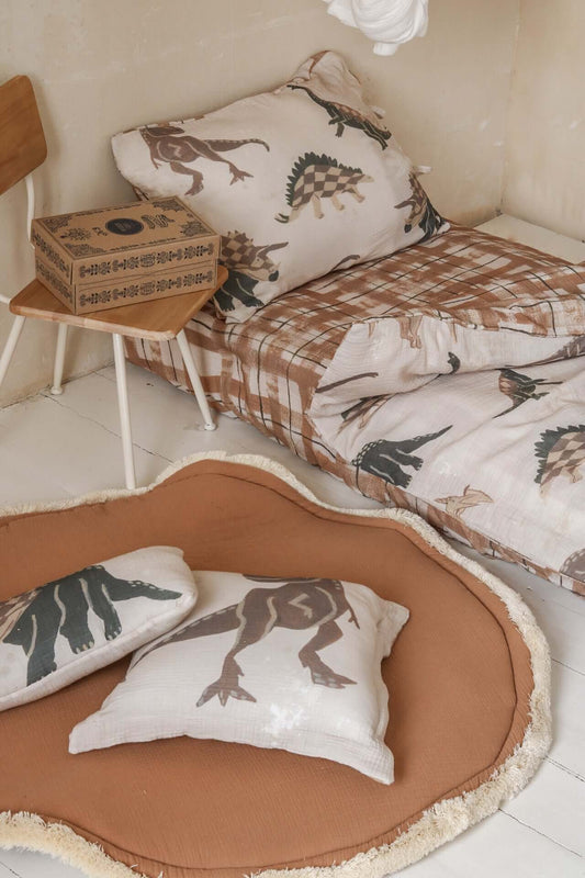 Mousseline Boxkleed / speelkleed - Retro dinosaurussen | Matuu