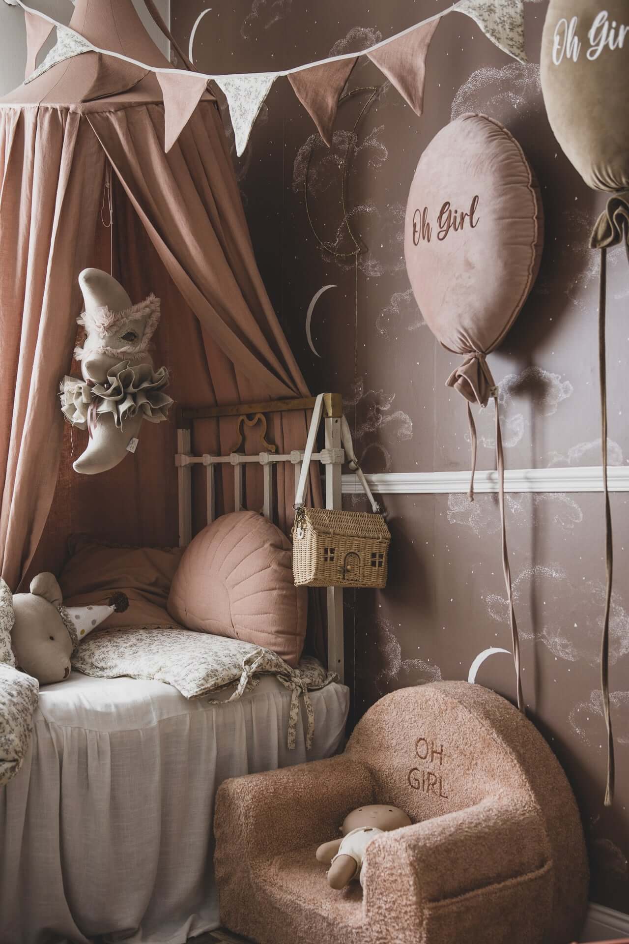 Bedhemel - Roze linnen retro style | Matuu