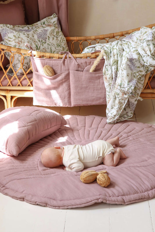 Boxkleed / Speelkleed - lila linnen met gewatteerd zon | Matuu