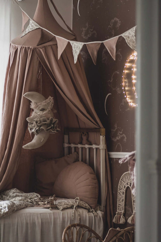 Trio Linen Garland – Retro Pink, Retro Neutral Flowers & Brown