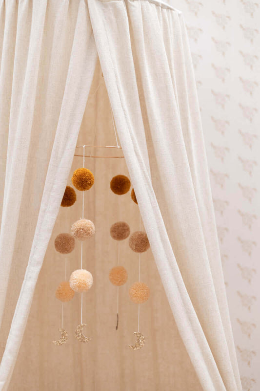 Bedhemel van naturel linnen - beige bedhemel | Matuu