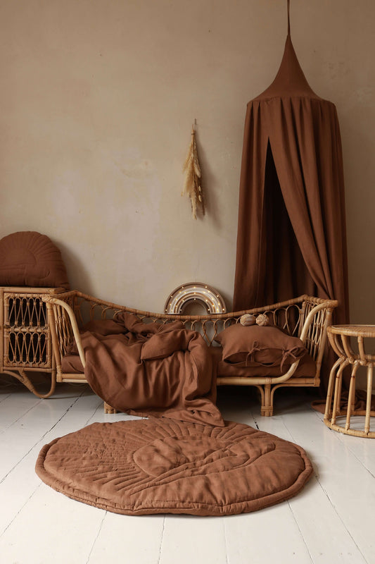 Matuu - Brown Sun linen baby play mat - linen boxkleed
