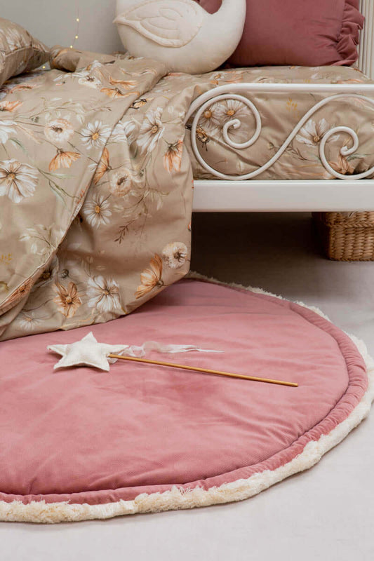 Beddengoed set | Dekbedovertrek and kussensloop - gouden weide bloemen op karamel | Matuu