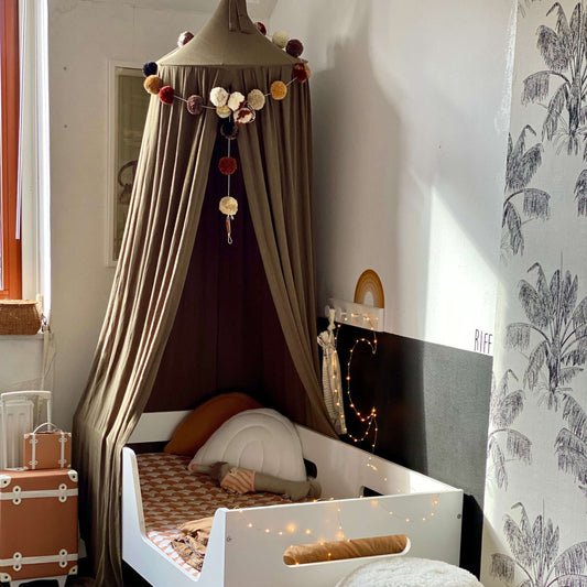 Matuu - Green linen canopy - bed canopy, bedhemel