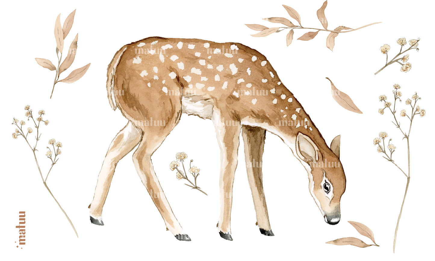 Grazing Fawn - wall sticker, wall decal