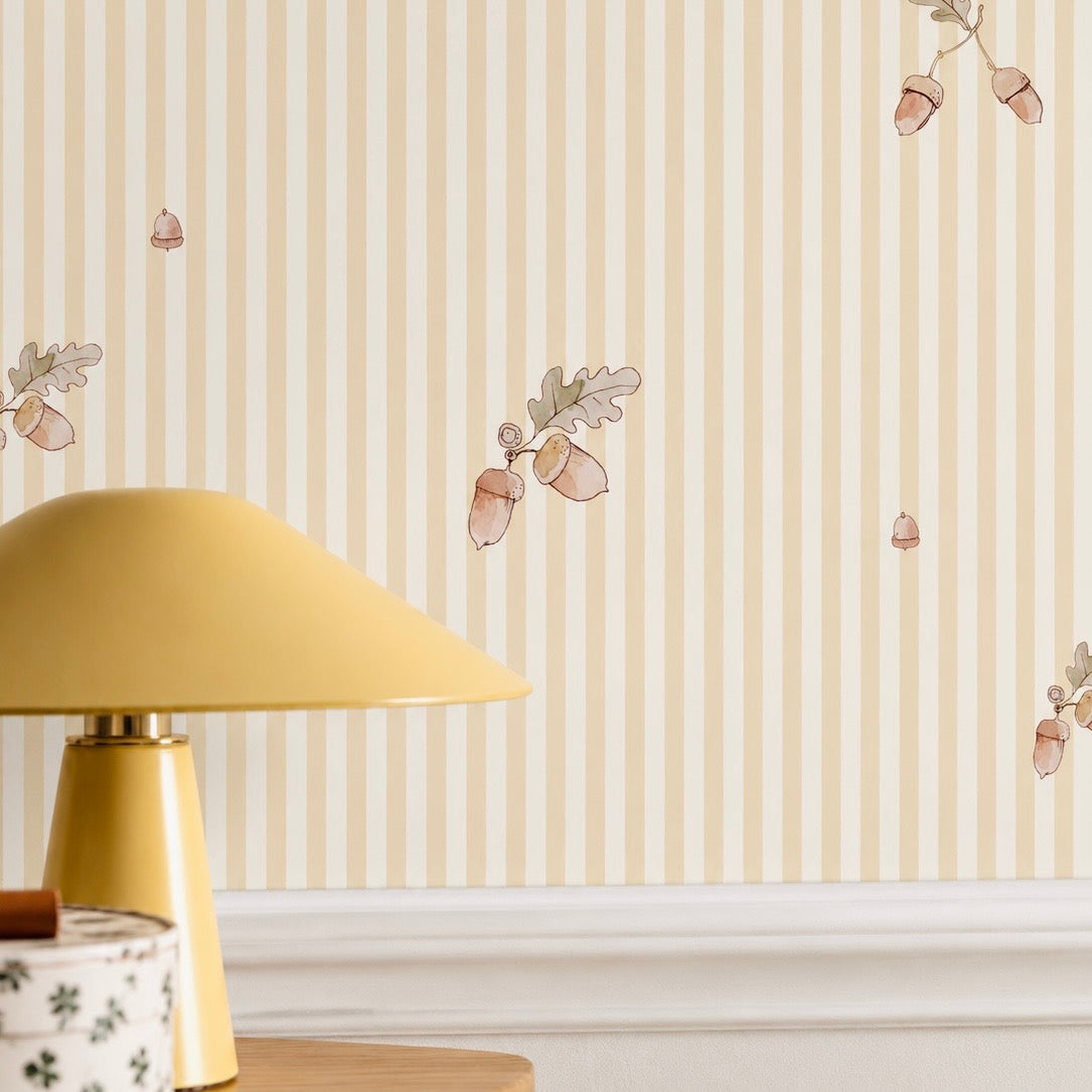 Acorn Stripes -  yellow wallpaper