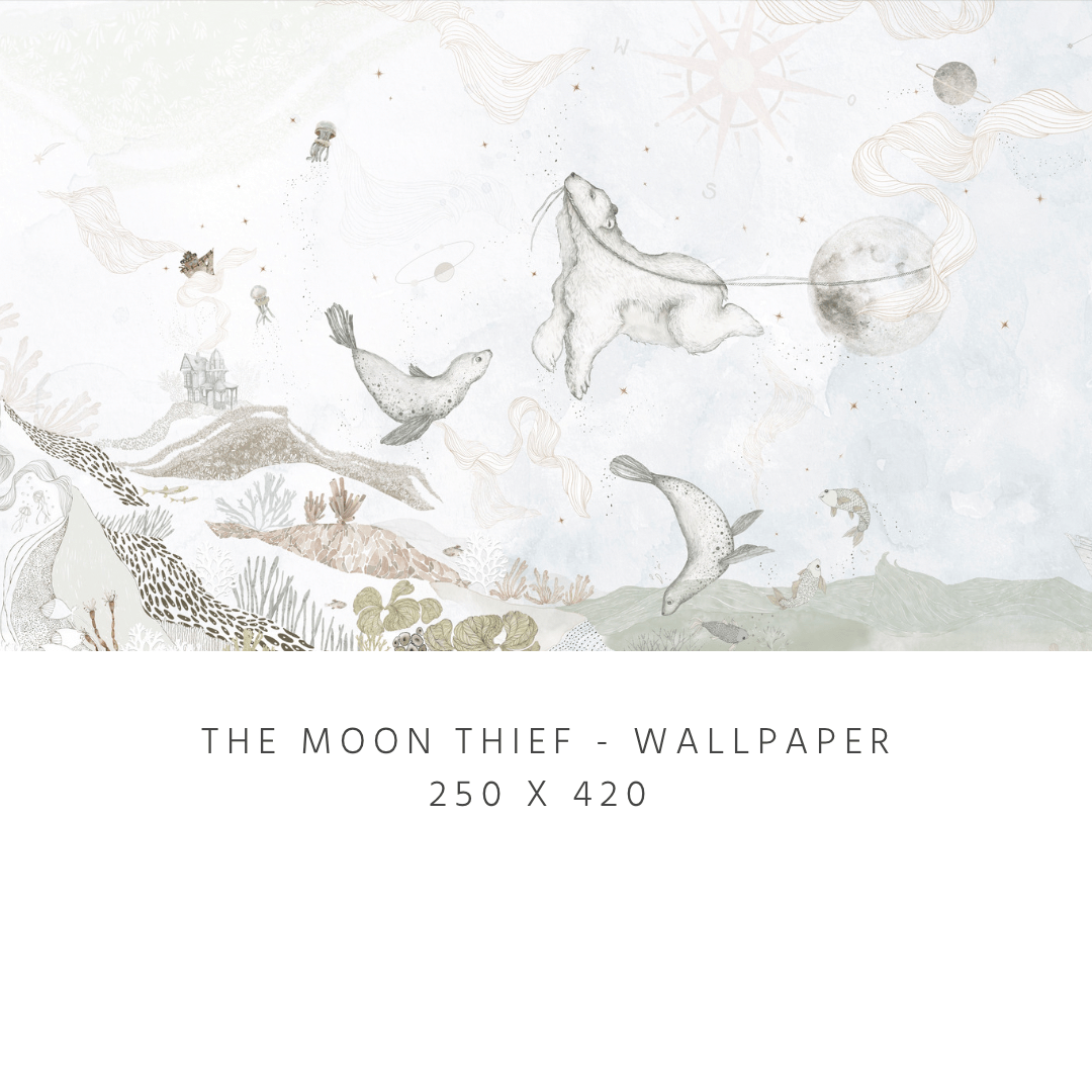 The Moon Thief - light blue wallpaper