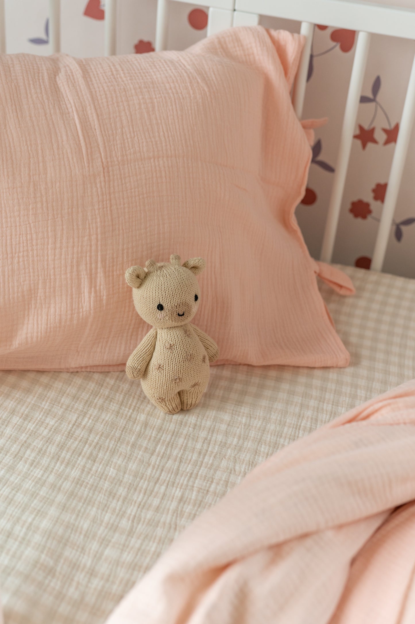 Beige & Sage Gingham – Muslin Fitted Sheet