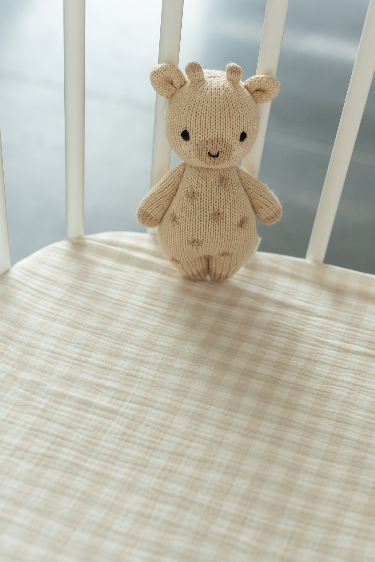 Beige & Sage Gingham – Muslin Fitted Sheet