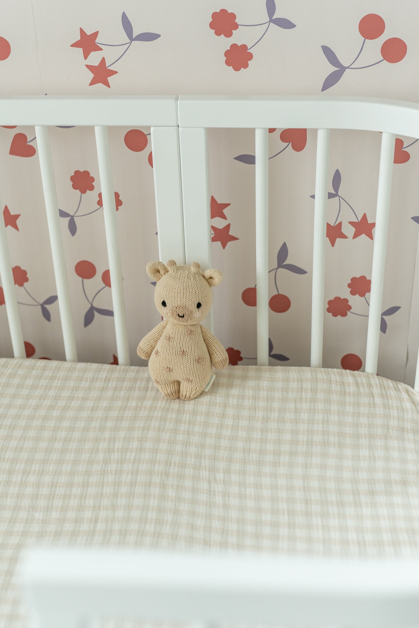 Beige & Sage Gingham – Muslin Fitted Sheet