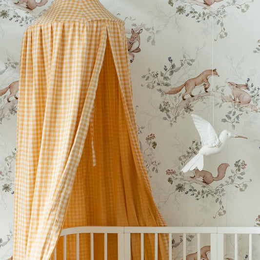 Yellow Gingham Canopy – Muslin Fabric
