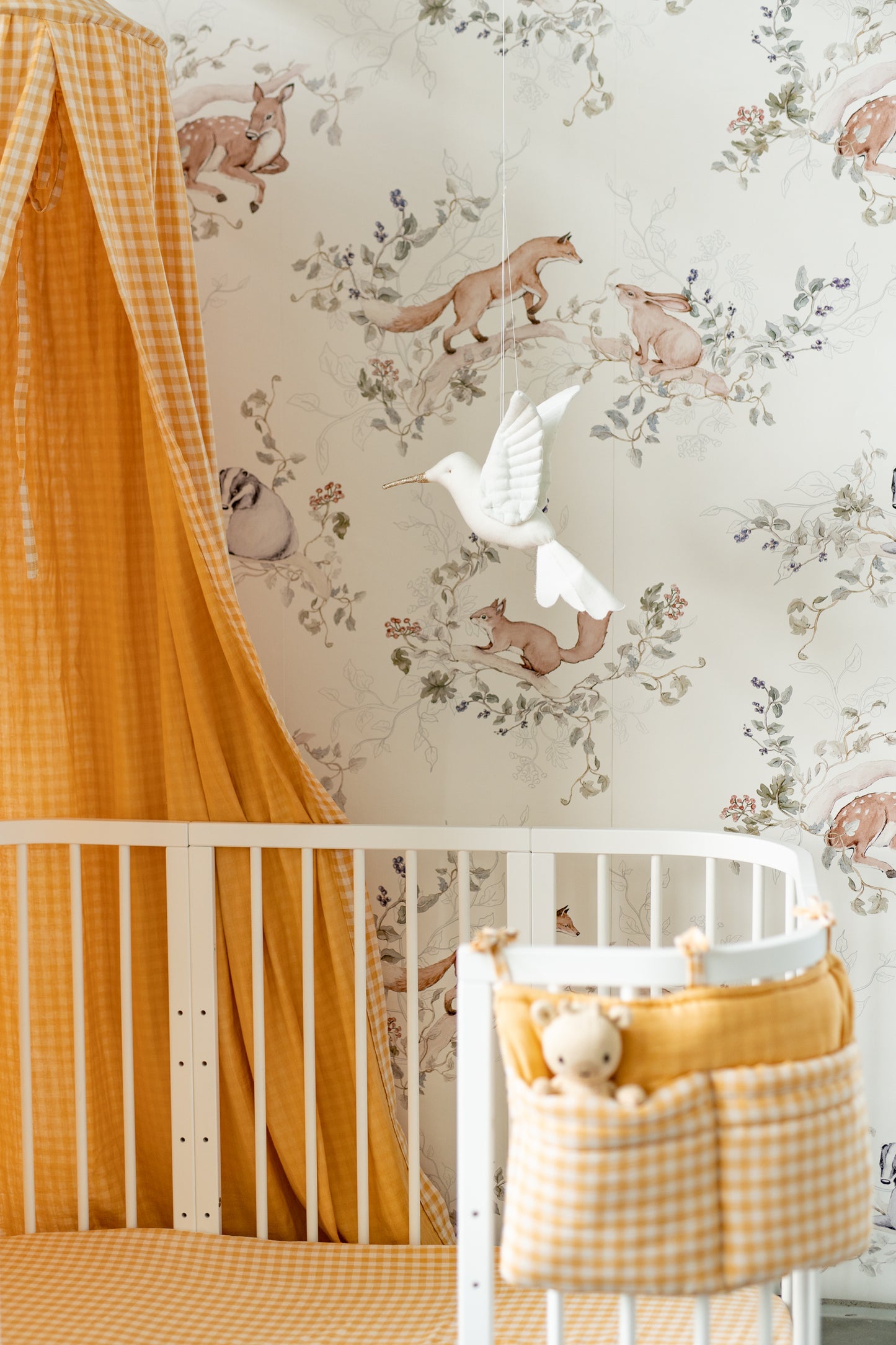 Woodland Whisper – white forest wallpaper