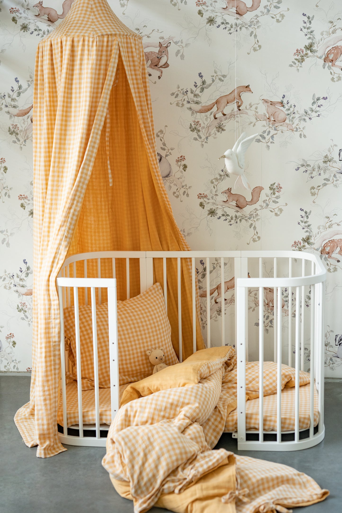 Yellow Gingham Canopy – Muslin Fabric