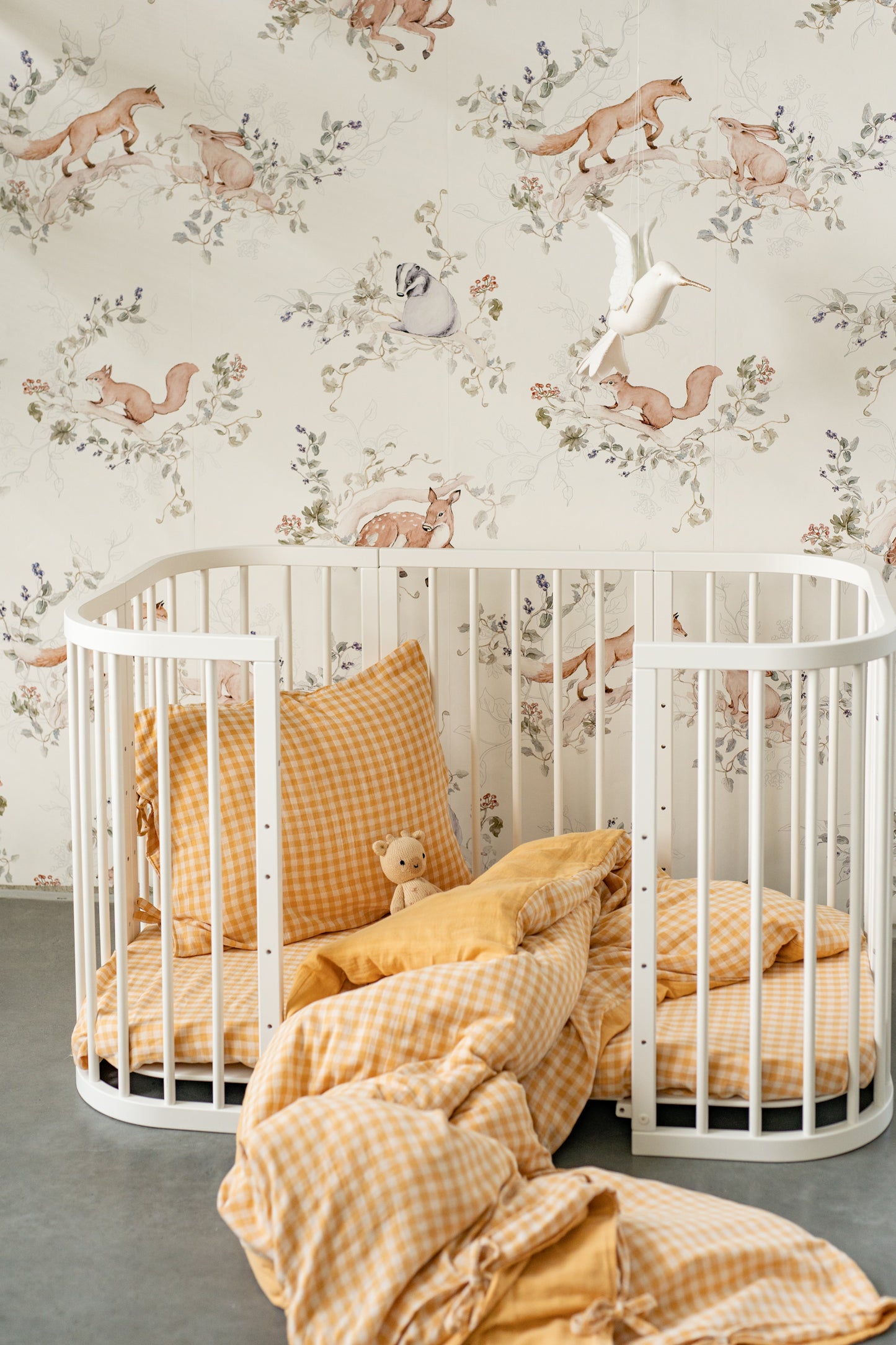 Woodland Whisper – white forest wallpaper