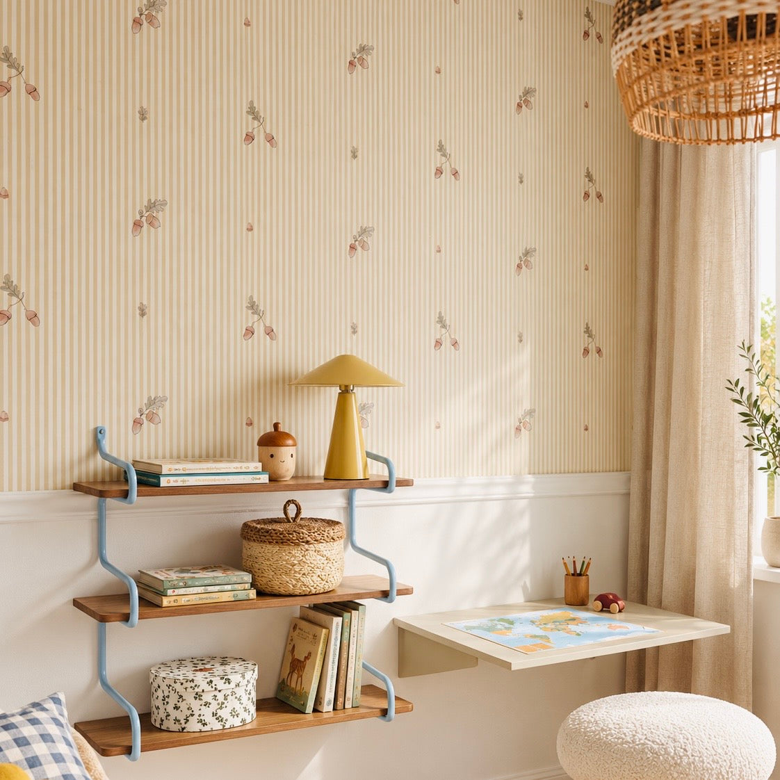 Acorn Stripes -  yellow wallpaper