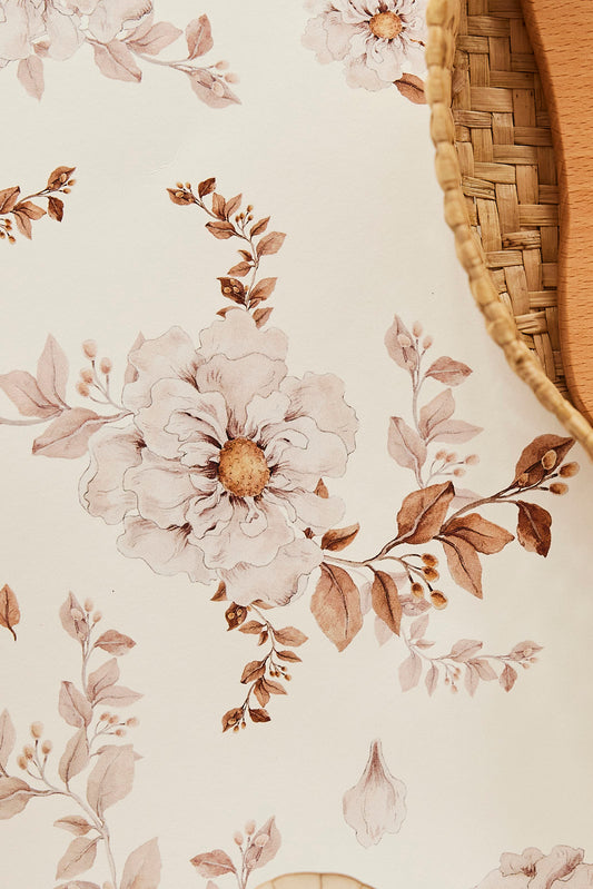 Wild roses on cream - floral wallpaper