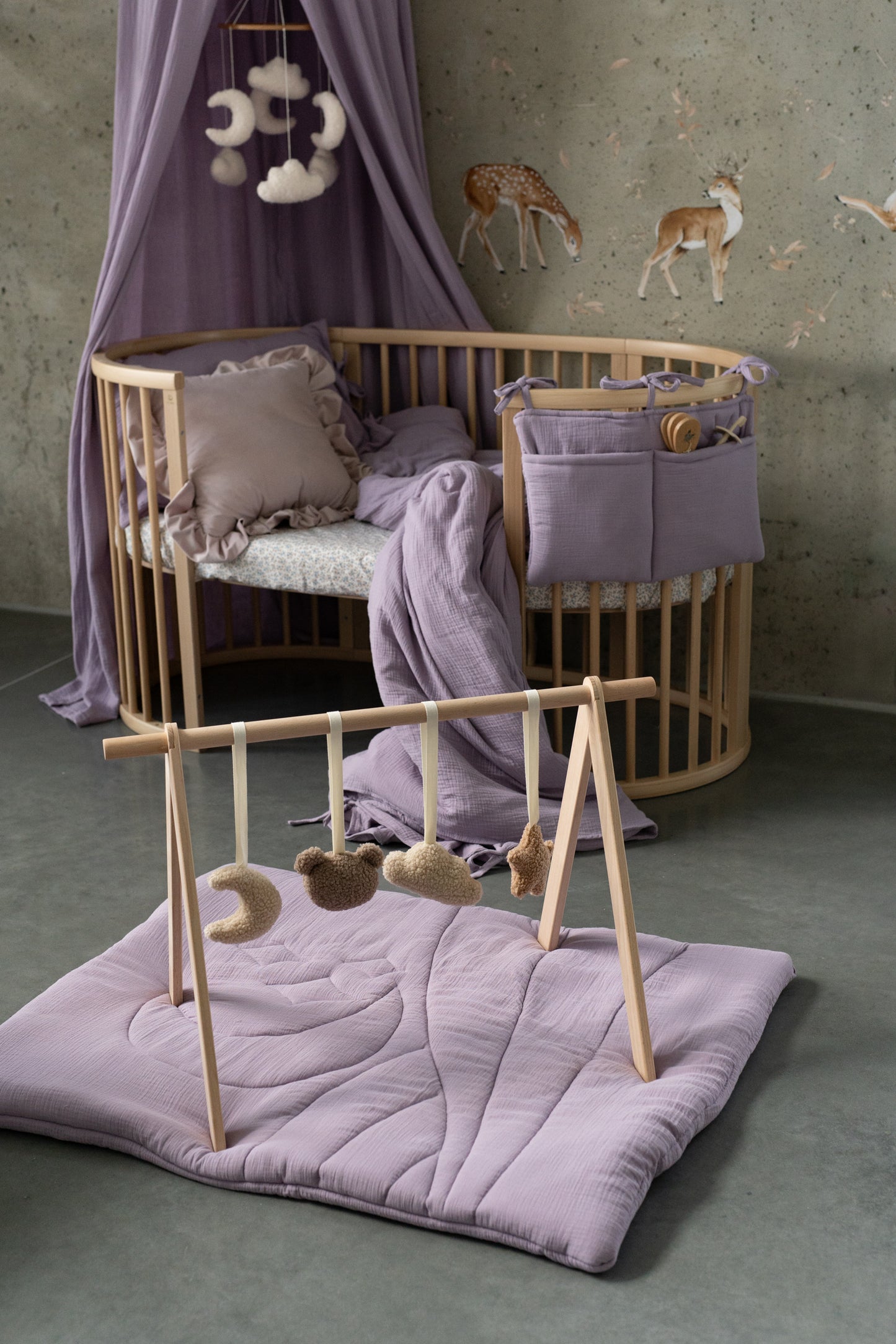 Lavender Bliss - maan mousseline baby speelkleed, boxkleed