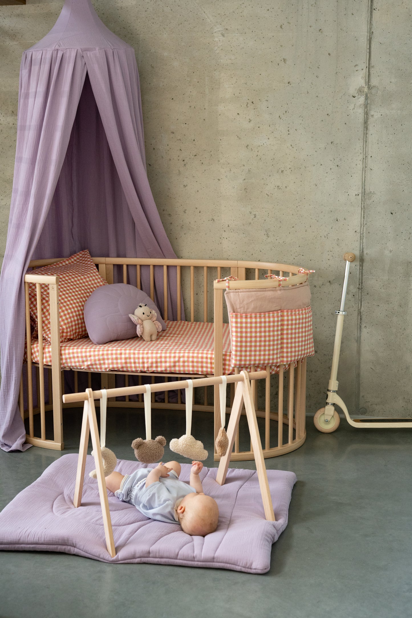 Lavender Bliss - maan mousseline baby speelkleed, boxkleed