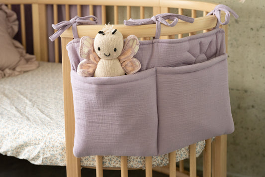 Lavender Bliss - muslin crib pocket, organizer